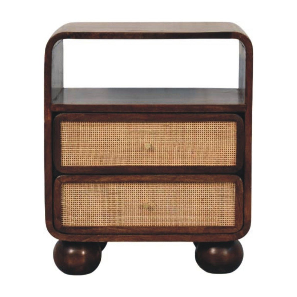California Walnut Rattan Bedside