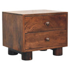 California Walnut Two Drawer Bedside