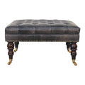 Black Leather Upholstered Ottoman
