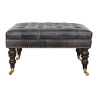 Black Leather Upholstered Ottoman