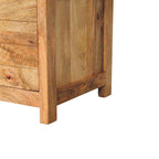 Oak-Tone Storage Bench with Brown Leather Seat