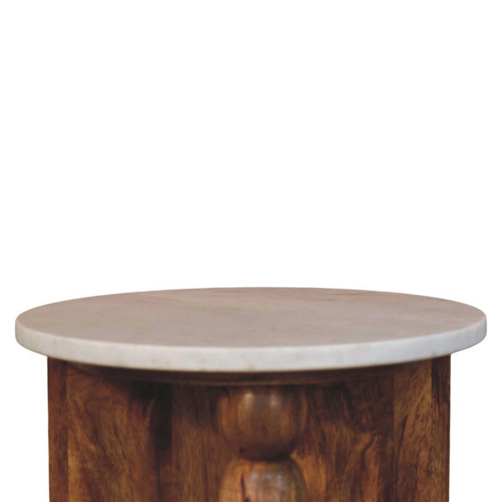 Marble-Top Spindle Side Table