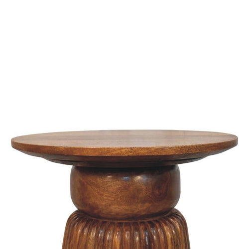 Amber Oak Round Side Table