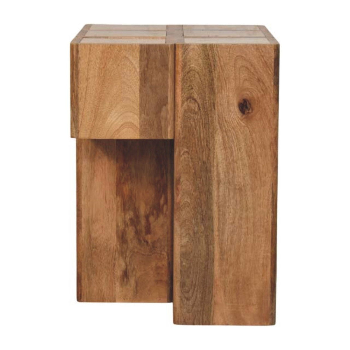 Travertine Top Block Side Table