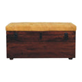 Tan Leather Storage Trunk Bench