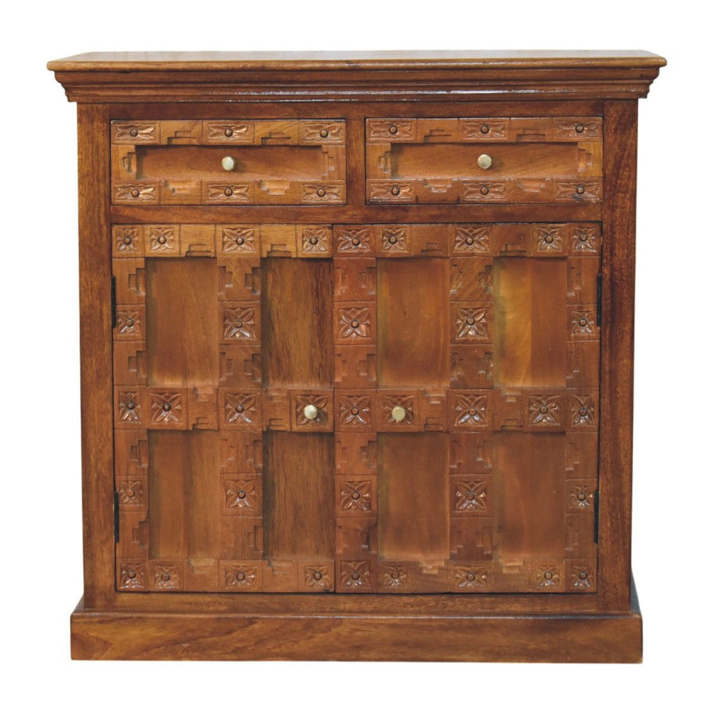 Amber Oak Heritage Carved Cabinet