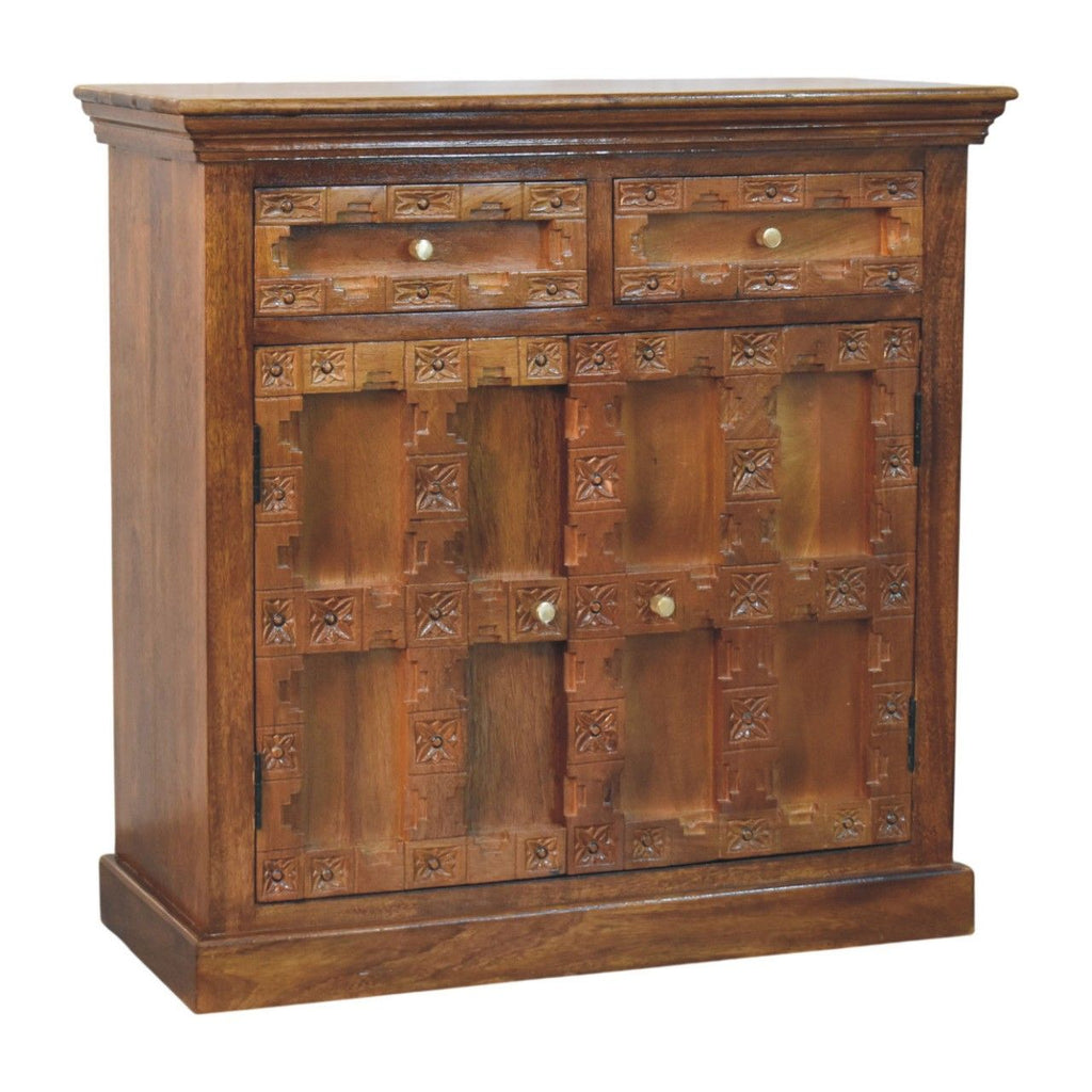 Amber Oak Heritage Carved Cabinet