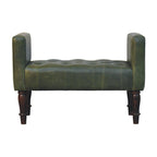 Walnut Green Leather Bedroom Bench