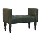 Walnut Green Leather Bedroom Bench