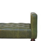 Walnut Green Leather Bedroom Bench