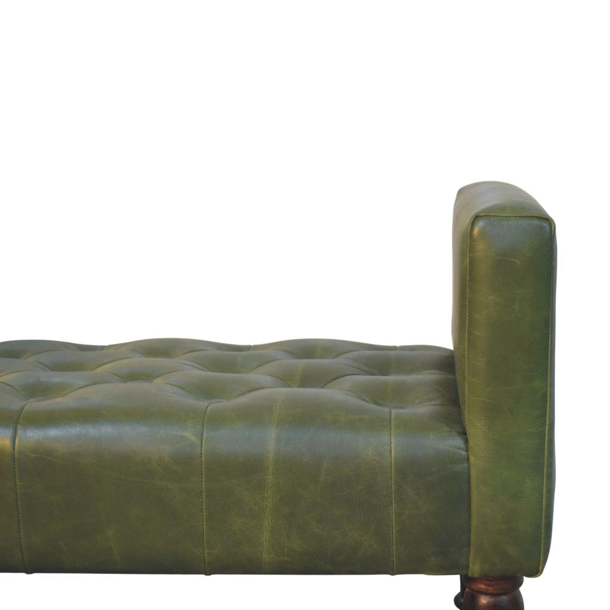 Walnut Green Leather Bedroom Bench
