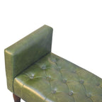 Walnut Green Leather Bedroom Bench