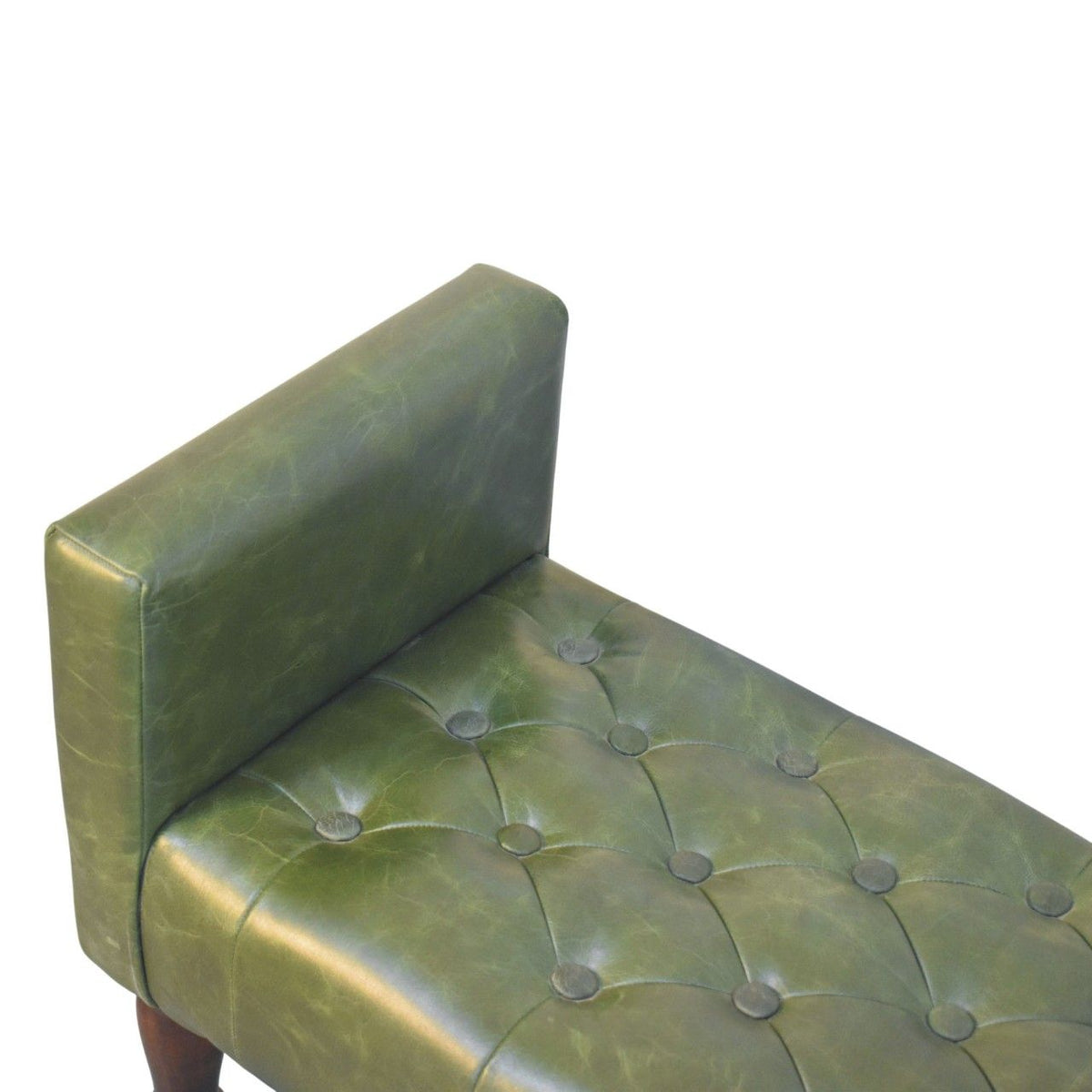 Walnut Green Leather Bedroom Bench