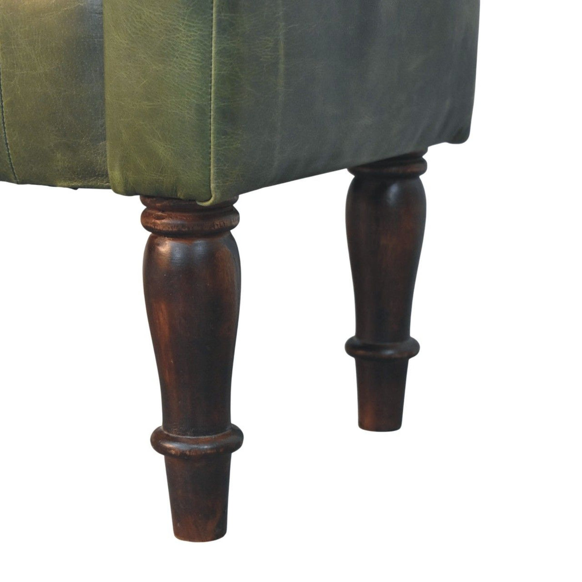 Walnut Green Leather Bedroom Bench