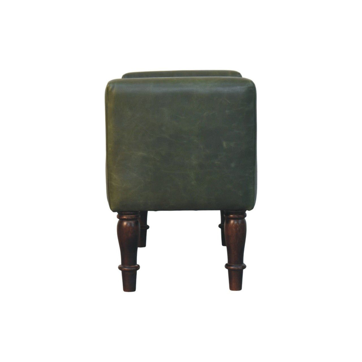 Walnut Green Leather Bedroom Bench