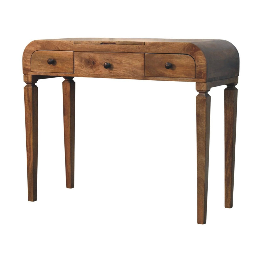 Golden Teak Curved Dressing Table