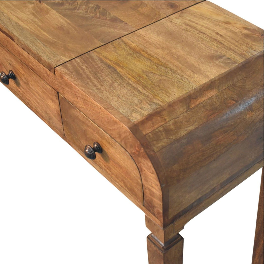 Golden Teak Curved Dressing Table