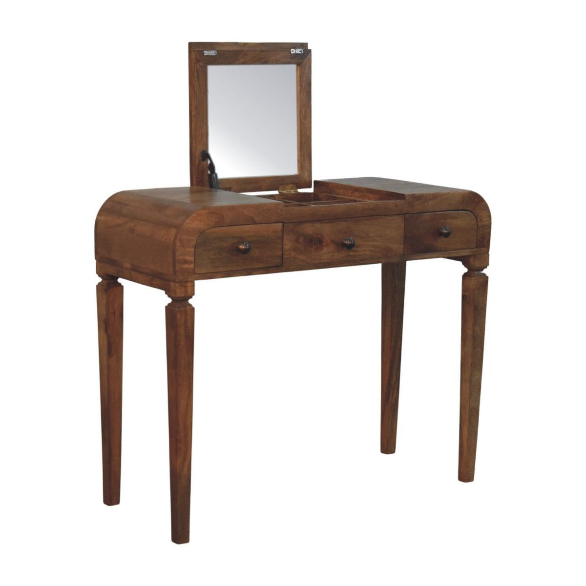 Golden Teak Curved Dressing Table