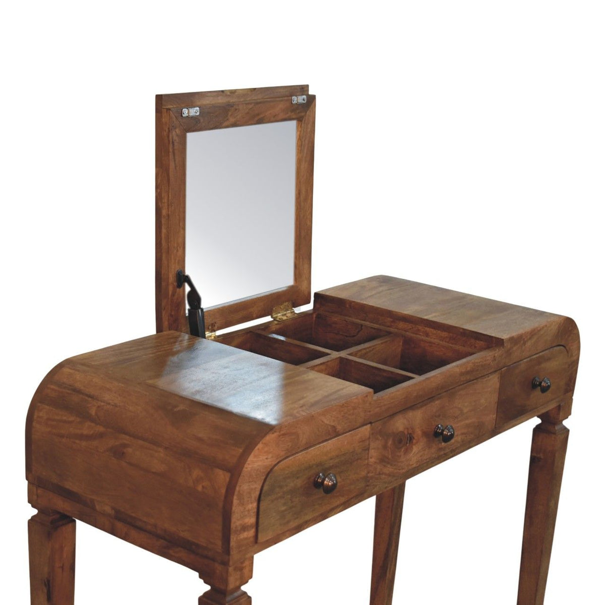 Golden Teak Curved Dressing Table