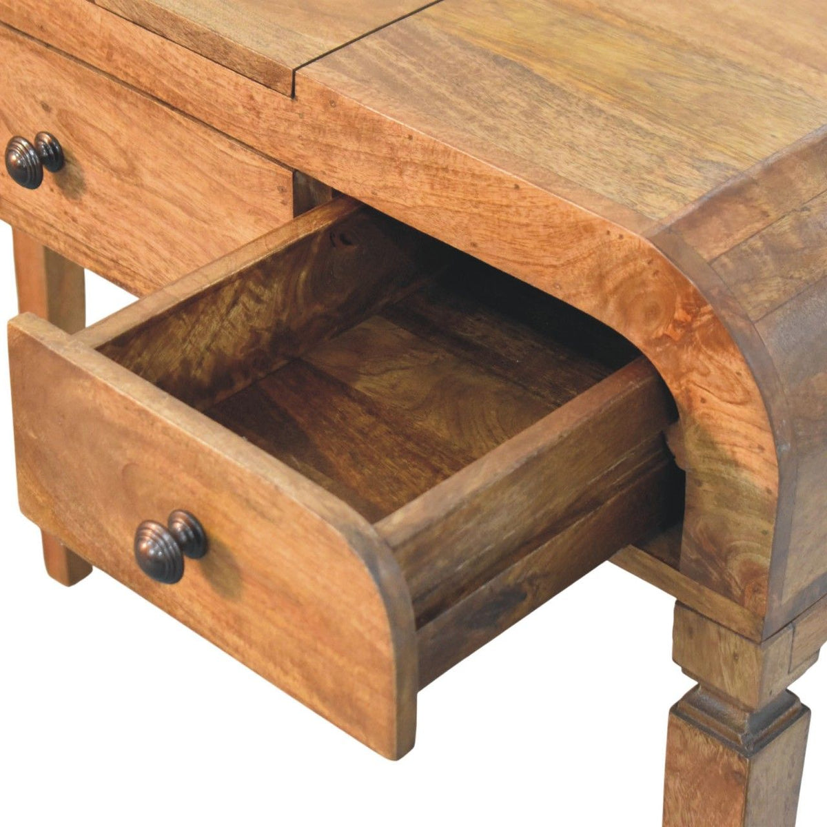 Golden Teak Curved Dressing Table