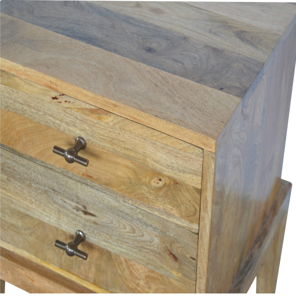 Solid Wood Bedside with T-Bar Knobs