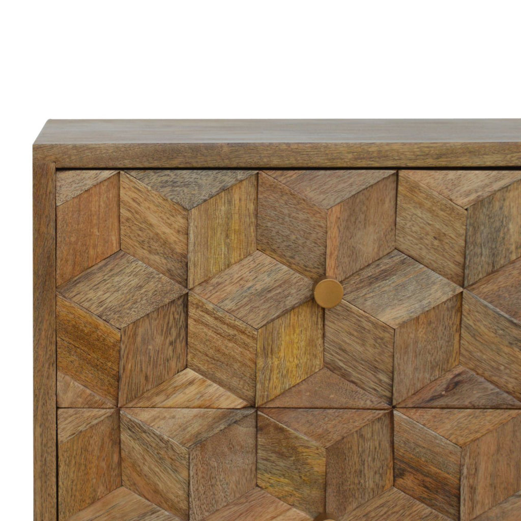 Cube Carved 2 Drawer Bedside