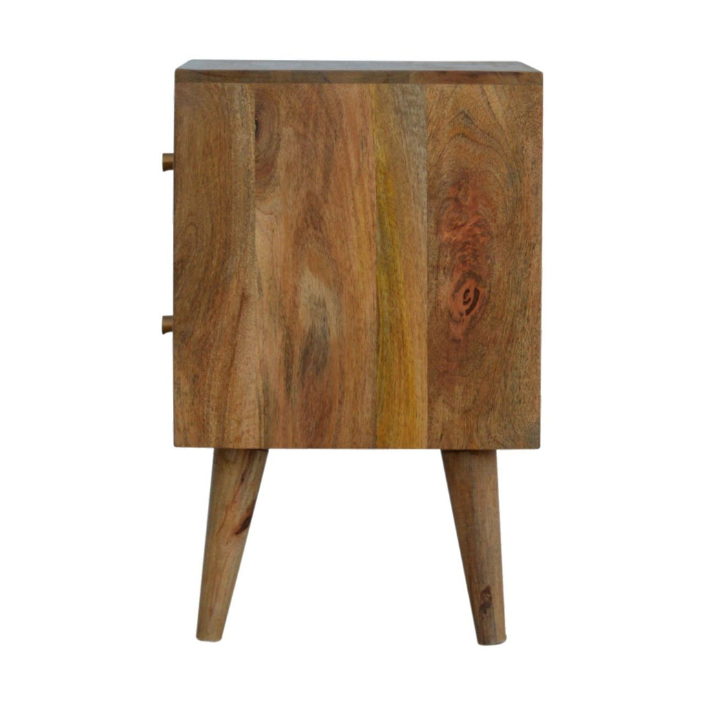 Cube Carved 2 Drawer Bedside