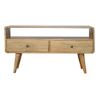Curved Oak-Tone Media Unit
