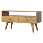 Curved Oak-Tone Media Unit
