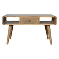 Curved Oak-Tone Coffee Table