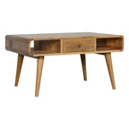 Curved Oak-Tone Coffee Table