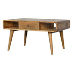 Curved Oak-Tone Coffee Table