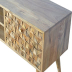 Diamond Carved Oak-Tone Media Unit
