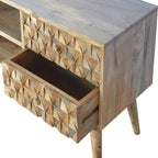 Diamond Carved Oak-Tone Media Unit