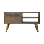 Diamond Carved Oak-Tone Media Unit