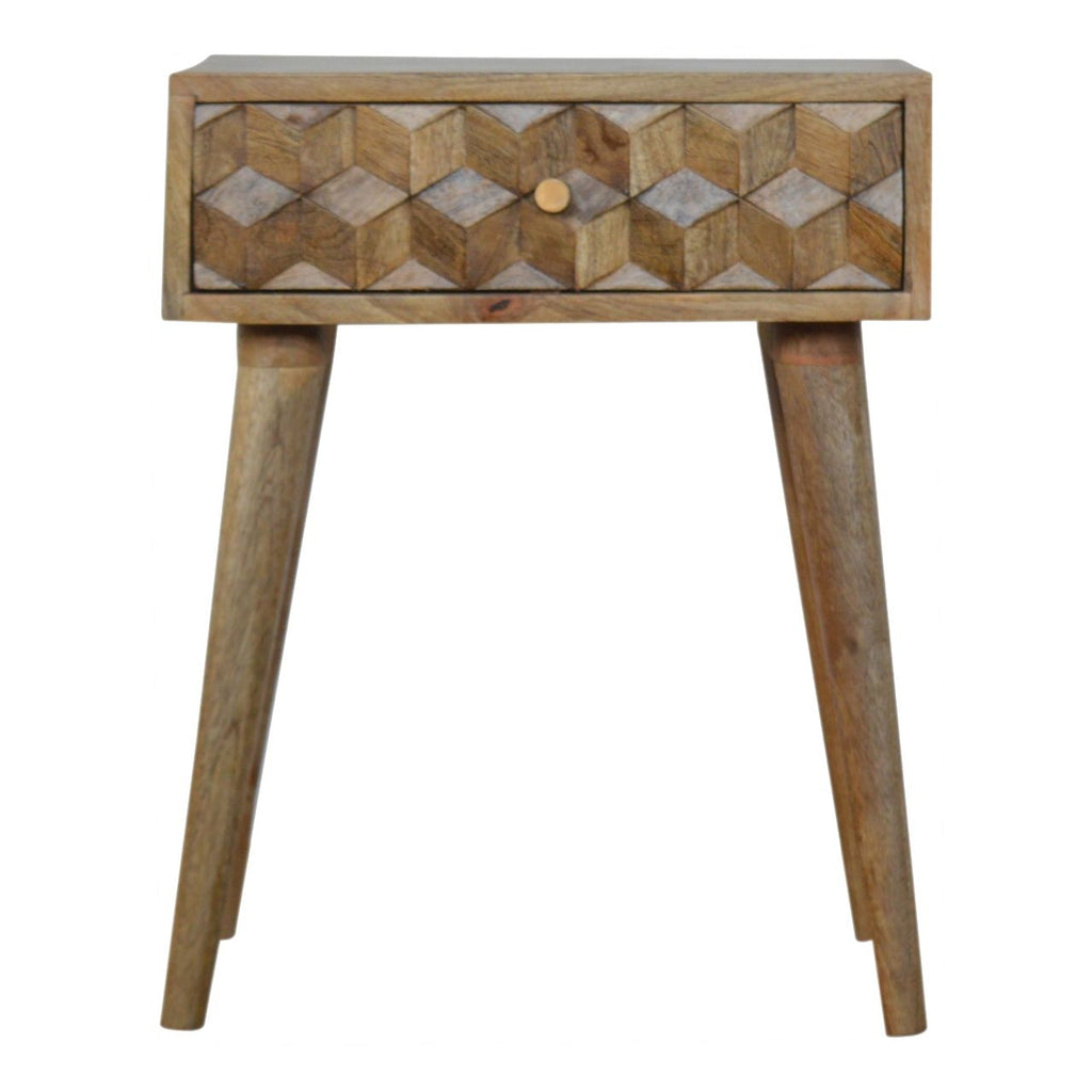 Cube Carved 1 Drawer Bedside