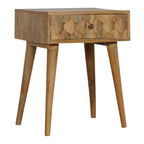 Pineapple Carved Oak-Tone Bedside