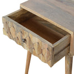 Pineapple Carved Oak-Tone Bedside